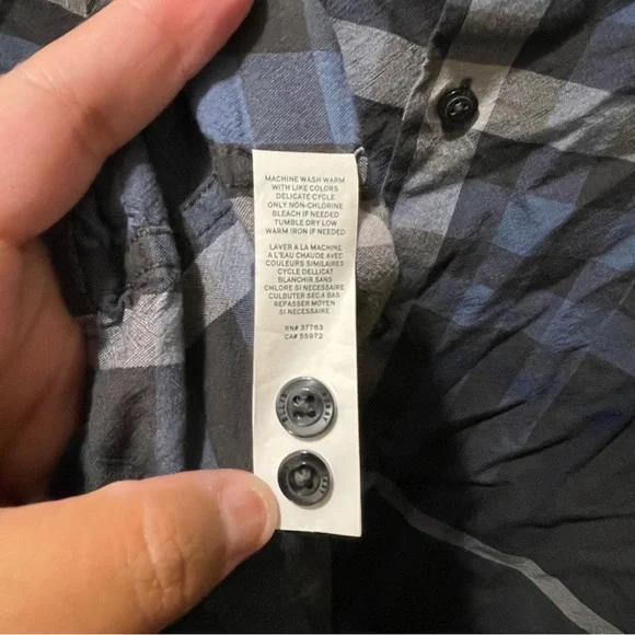 Men’s 4XLT Perry Ellis Charcoal Blue Plaid Long Sleeve Button Up Shirt - Picture 8 of 8